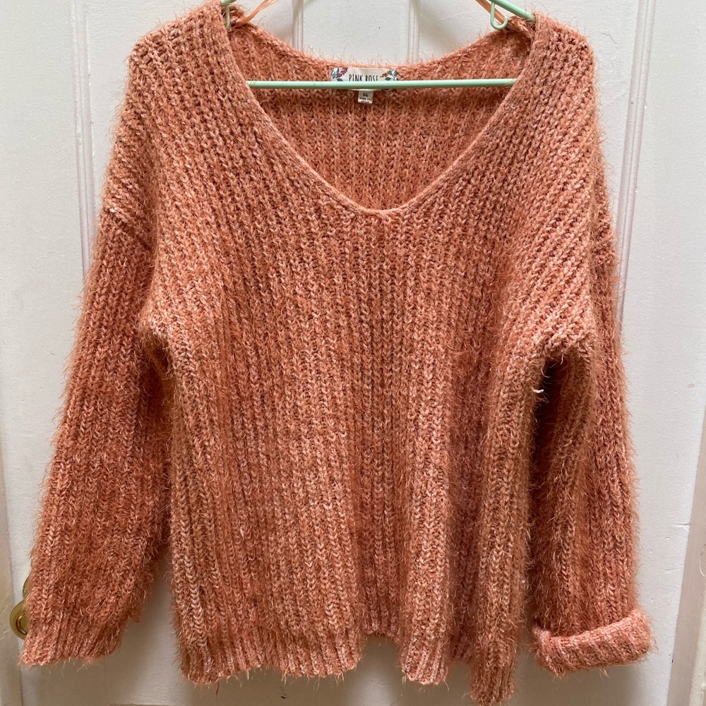 Pink Rose Fuzzy Sweater